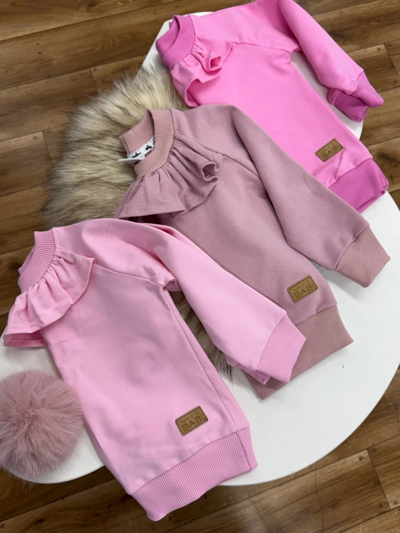 Bluza dla dziewczynki Felia z falbanką dresowa w różnych kolorach dziecięca