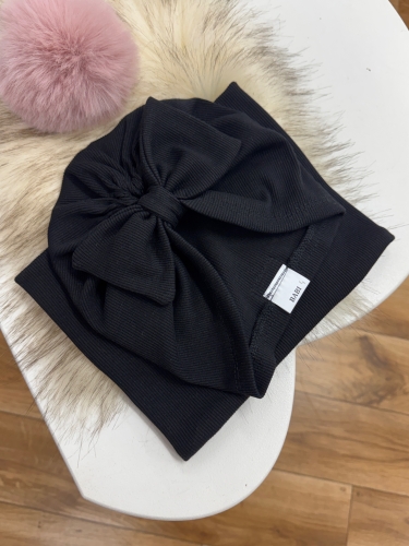 Turban prążkowany kokarda plus komin komplet dziewczynka